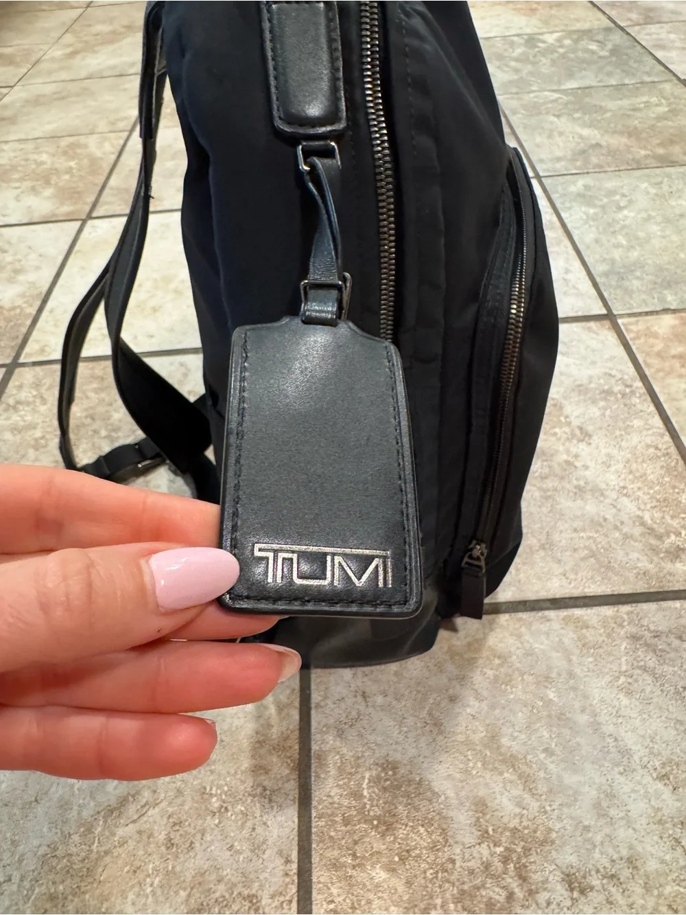 Tumi Harrison Black Nylon laptop Backpack with Front Zip Pocket